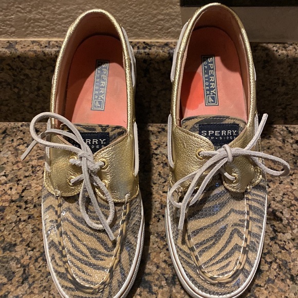 Sperry Top-Siders. Zebra and clear sequence fir a shimmer look. Size 7.5. Clean - Picture 2 of 10